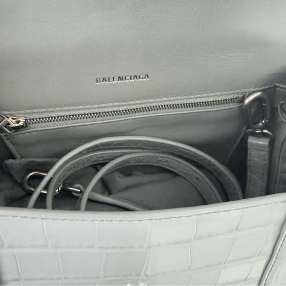 Balenciaga HOURGLASS SMALL CROCODILE EMBOSSED Crossbody Top Handle Shoulder Bag - Picture 7 of 13